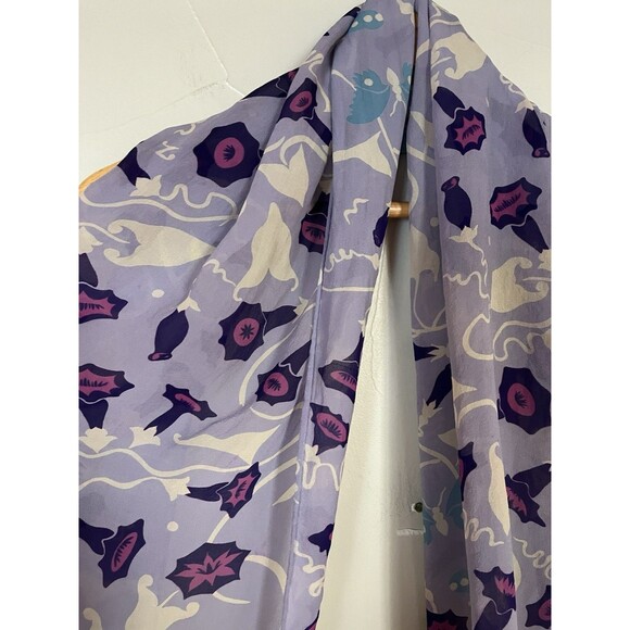 Vintage Art Deco 100% Silk Lavender Honey Suckle Floral & Butterfly Pattern - Picture 2 of 5